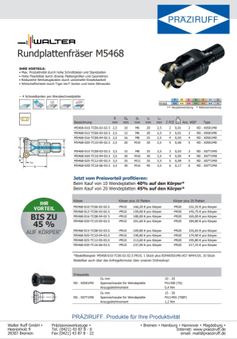 WALTER Rundplattenfräser M5468 Aktion